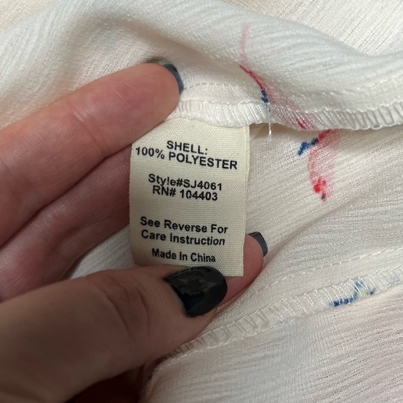 Sweet Wanderer flutter cap sleeve key hole blouse top birds ivory white small - Picture 10 of 10